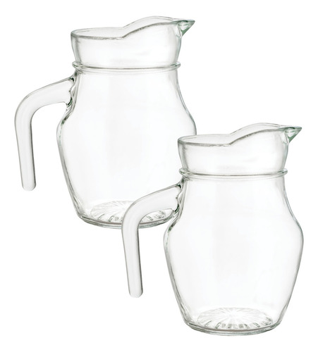 Set 2 Piezas Mini Jarra De Vidrio Clasica 520 Ml