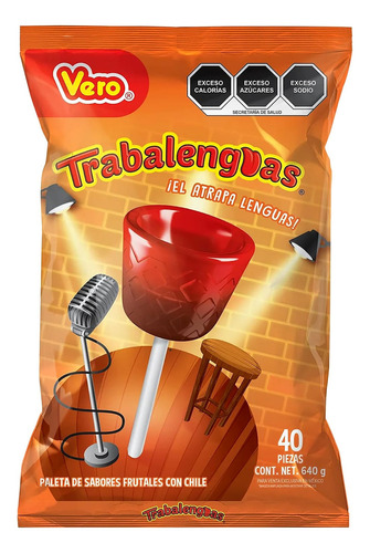 Paleta Trabalenguas Bolsa 40 Pz Dulces Vero