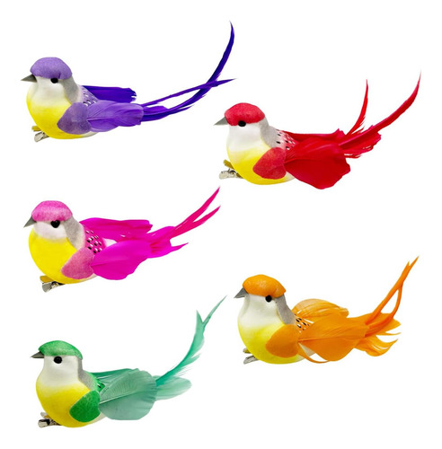 5 Pájaros Artificiales Realistas De Plumas Para Corona, Manu