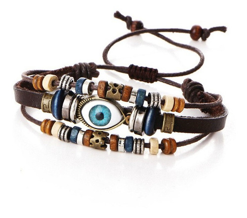 Pulsera Unisex De Cuero Ojo Hamsa Étnica