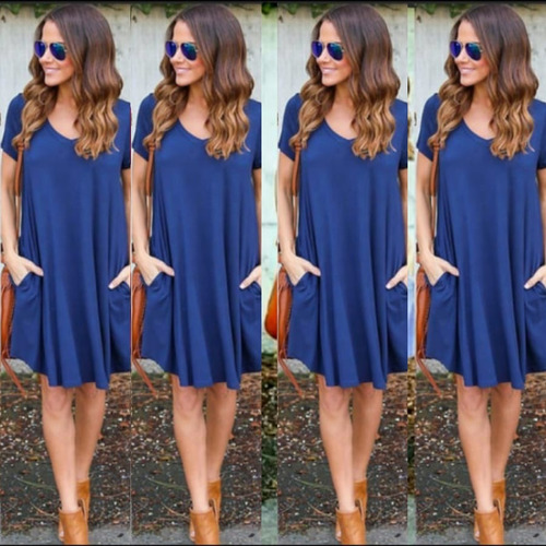 Vestido Corto Con Manga Casual