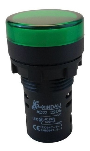 Luz Piloto Led 22mm Verde 24v Ac/dc .ad22-22ds(a)