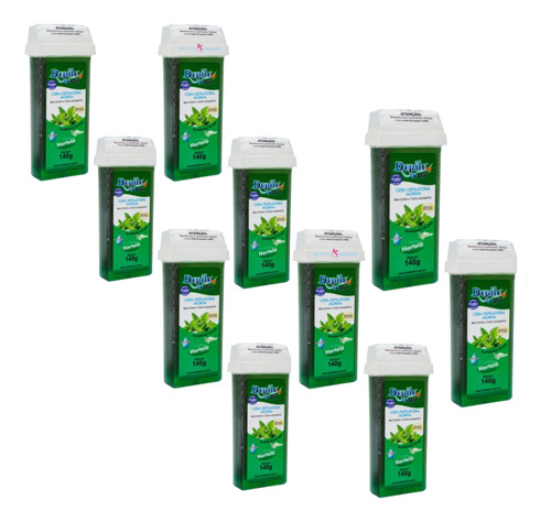 Cera Depilatória Roll On Hortela Kit 10x140g Depilar Coxas