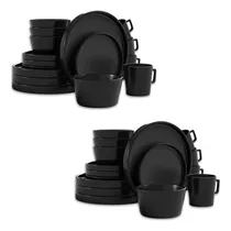 Comprar Vajilla de Gres Moderna para 4 Personas (16 Piezas C\u002FU) Taza, Plato Hondo, Ensaladera y Plato Trinche. Cubierta Porcelanizada Resistente a Altas Temperaturas, para Lavavajillas y Microondas
