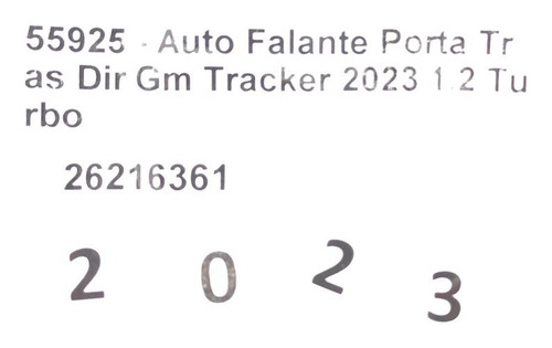 Alto Falante Tras. Dir. Gm Tracker 2023 1.2 Turbo 26216361 (Usado)