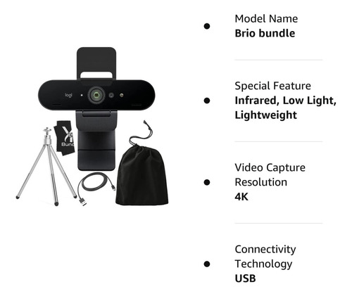 Cámara Video Conferencia Logitech Brio Tripode 4k Hd Webcam