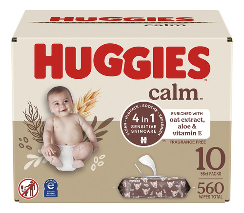 Huggies Calm - Toallitas Para Paales Para Beb, Sin Perfume, 