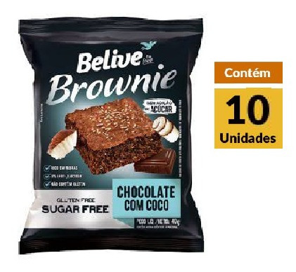 Imagem 1 de 1 de Brownie Chocolate Coco Zero Belive Display 10x40g