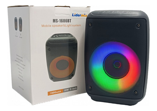 Caixa De Som Bluetooth Com Led Luz Rg Lidermix Ms-1686bt 