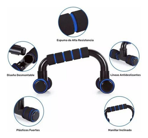 Kit Ejercicio 12 Rodillo Abdominal Barras Push-up Ejercitado