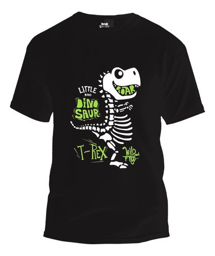 Playera Infantil De Dinosaurio Con Esqueleto Cuello Redondo