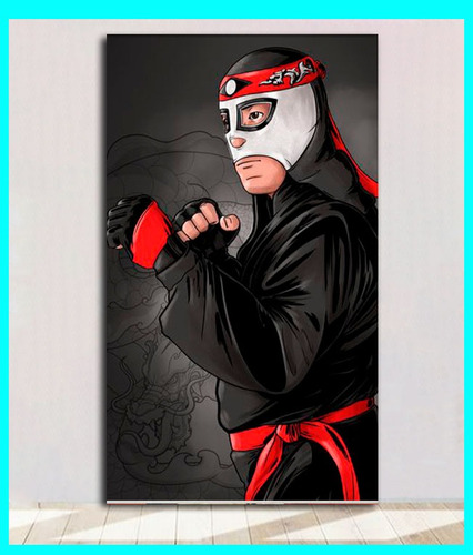 Cuadro Decorativo Octagon Luchador 29x50 Cm Dibujo Luchas 