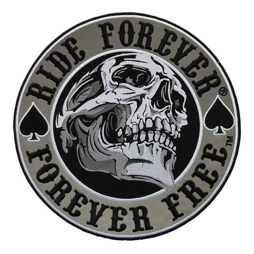 Parche Bordado Reflectivo Ride Forever Forever Free Cráneo 