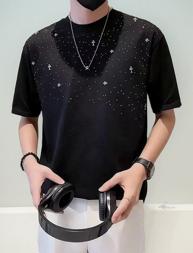 Playera Holgada De Manga Corta Con Cuello Redondo Para Niños