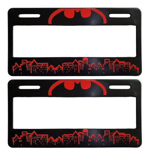 Set 2 Portaplacas Batman Clasico Rojo Universal Rojo