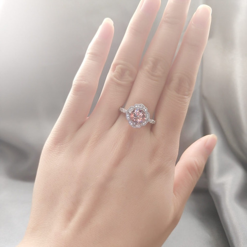 Aro Anillo De Compromiso Plata 925 Gema De Morganita Sp1mo6s