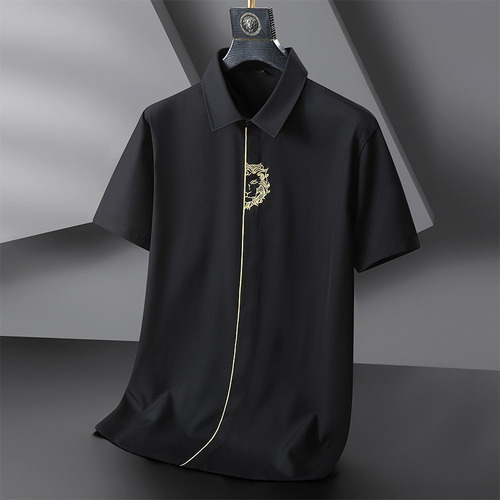 Camisa Tipo Camisa De Manga Corta Con Bordado Plus