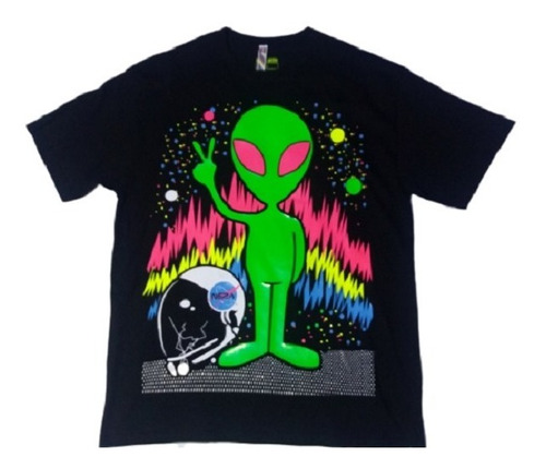 Playera Alien Neon Glow Con Luz Negra