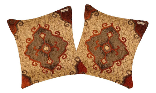 Set De 2 Fundas Almohadon Chenille Decorativo Marroqui 40x40