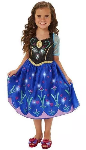 Fantasia Vestido Elsa Frozen Som e Luz com Capa