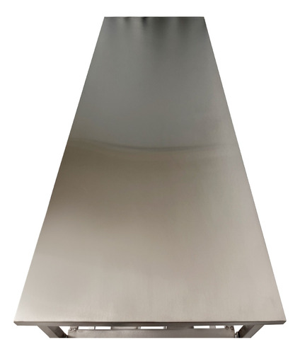 Mesa Em Aço Inox De 1,90x70 Com 2 Prateleiras De Apoio Lisa