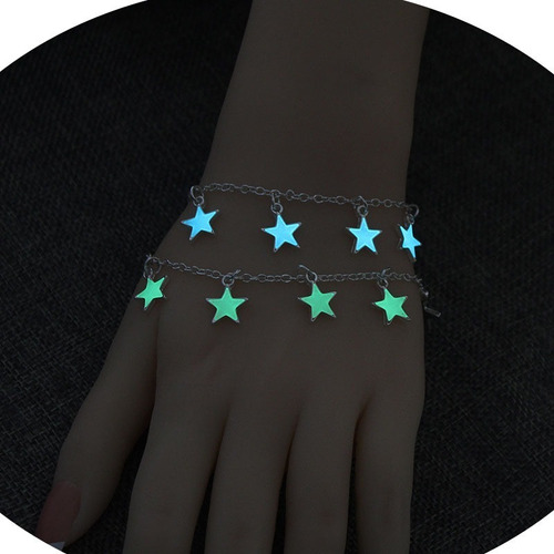 2 Pza Pulsera Brazalete Tobillera Estrellas Brilla Oscuridad