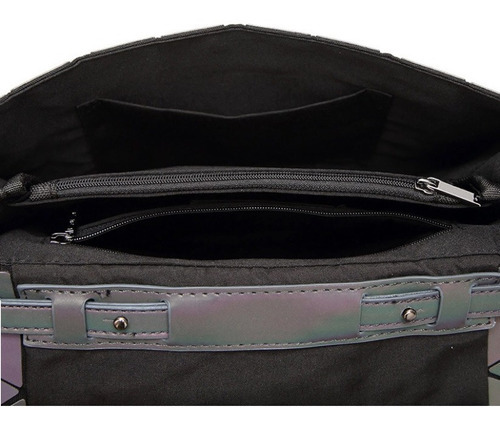 Bolso Cartera Para Mujer Geometrica Tornasol Luminoso Color Gris Oscuro Diseño De La Tela Triángulos