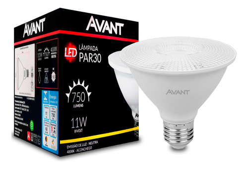 Kit 10 Lâmpada Led Par30 11w 4000k Ip20 Pé Direito Alto Biv