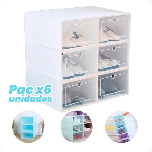 Imagen 5 de 9 de Cajas Pack X6 Organizador Zapatos Zapatera Apilable - Otec