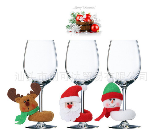 Bbb Copa Vino Navidad Abrazando A Papá Noel Decoración