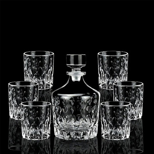 Set Decantador De Whisky + 6 Vasos Labrados De Luxe Modelo 9
