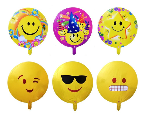 Pack 24 Globos Metálicos Smile Sin Varillas Día Del Niño