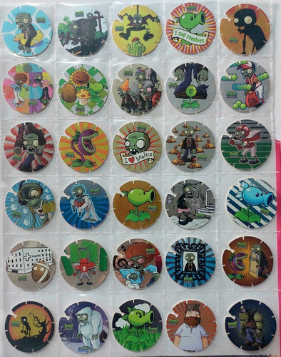 Colección Completa 30/30 Tazos Plants Vs. Zombies 2014 Guate