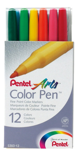 Marcadores Plumines Pentel Arts S360-12 Base Agua 12 Colores