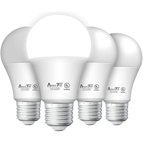 Pack De 4 Bombillas Led Dusk To Dawn, A19 Sensor De Luz...