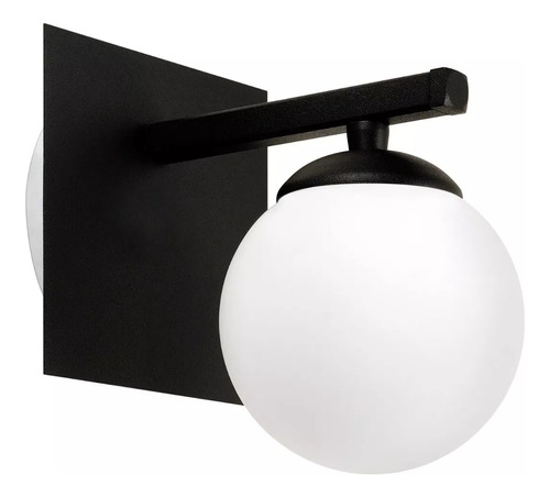 Aplique 1 Luz Elyn Deco Negro Globo Opal 9cm Apto Led G9