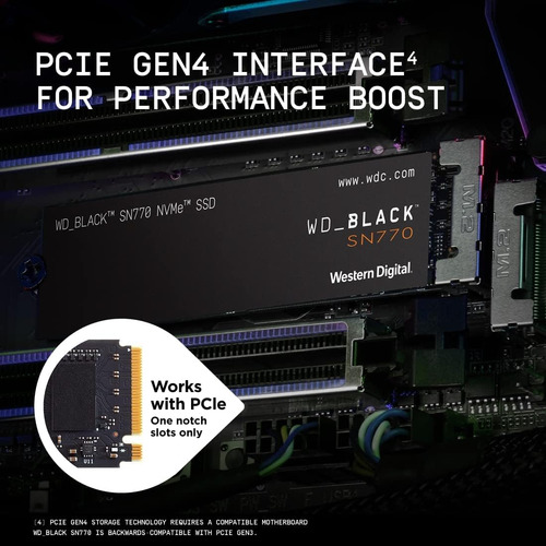 Disco Interno Ssd Gamer Wd_black 2tb Sn770 Nvme, Gen4 Pcie