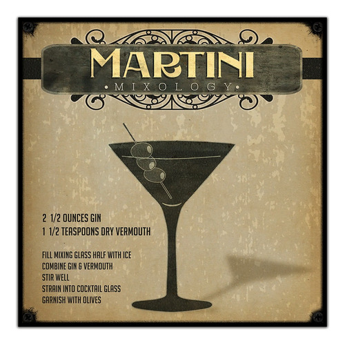 #274 - Cuadro Decorativo Vintage / Martini Bar No Chapa