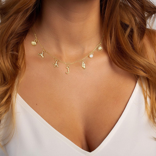 Rotnso Collar Con Dije De Inicial De Oro Para Mujer, Delicad
