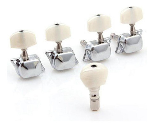 5 Piezas Banjo Afinación Clavijas Plateado Semi Cerrdos