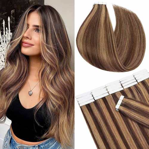 Extensiones Cabello Natural 100gr 20in Castaño Medio/rubio O