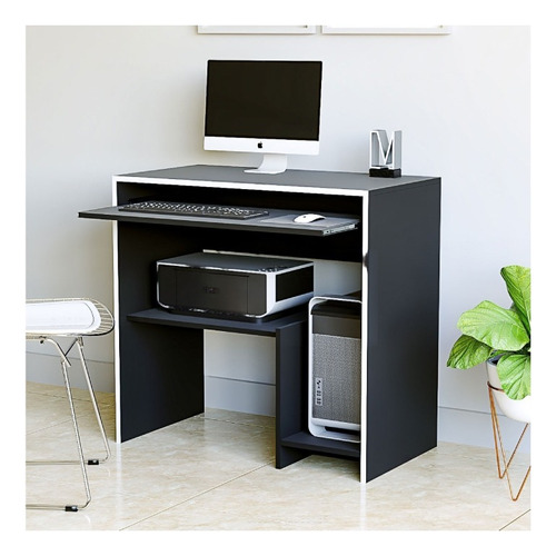 Escritorio para pc Ciudad Muebles Mesa de PC escritorio para CPU melamina de 84cm x 80cm x 45cm negro y blanco