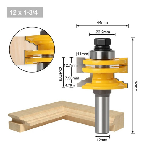 Fresa Broca 12mm Enrutador Para Puerta Ventana Carpintería