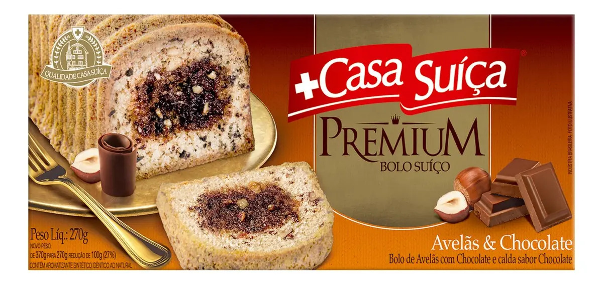 Bolo Casa Suíça Premium de avelãs & chocolate em caixa 270 g
