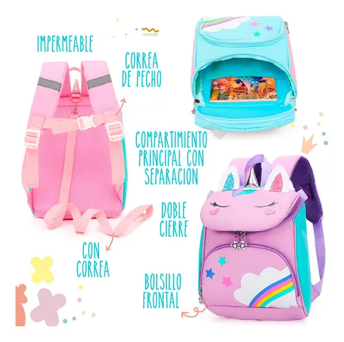 Czemo Mochila impermeable e infantil de Unicornio, Mochilas