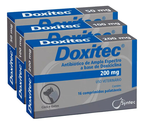 Antibiótico - Doxitec 100 Mg C/16 Cpr - Cães/gatos - Syntec