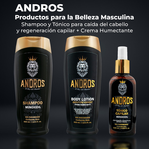 Tónico Capilar Con Minoxidil Andros 120ml Anticaída Cabello