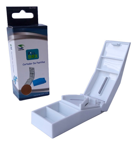 Pastillero Semanal Apilable + Cortador De Pastillas Color Blanco