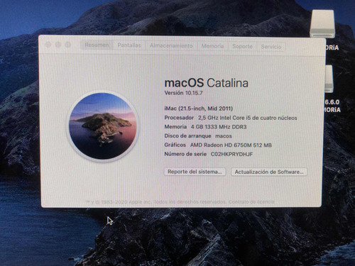 iMac 2011, Actualizada A Catalina, 4 Gb De Ram Disc De 500 G