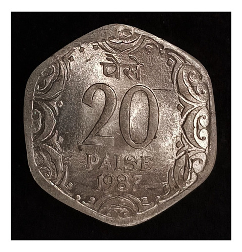 India 20 Paise 1987 Sin Circular Km 44 Calcuta